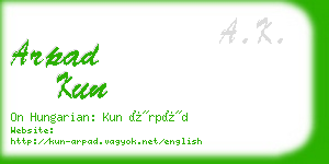 arpad kun business card